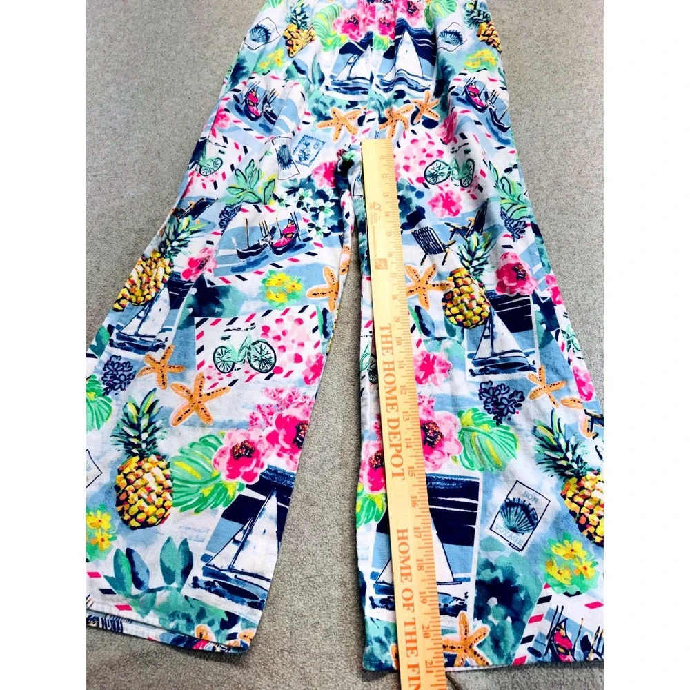 Gymboree Girls Size 12 Linen Blend Smocked Nautical Tropical Wide Leg Jumpsuit